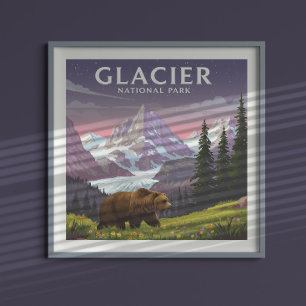 Vintage Glacier National Park Poster