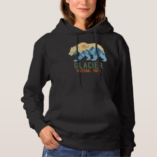 Vintage Glacier National Park Retro Montana Bear O Hoodie