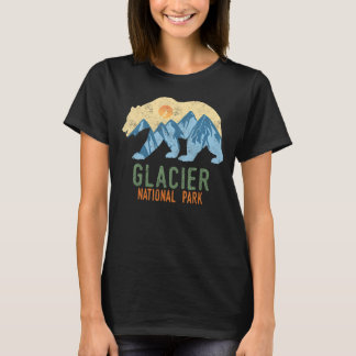 Vintage Glacier National Park Retro Montana Bear O T-Shirt