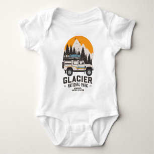 Vintage Glacier National Park Road Trip Montana  B Baby Bodysuit
