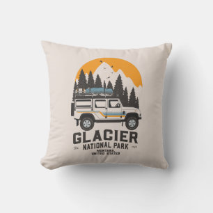 Vintage Glacier National Park Road Trip Montana Cushion
