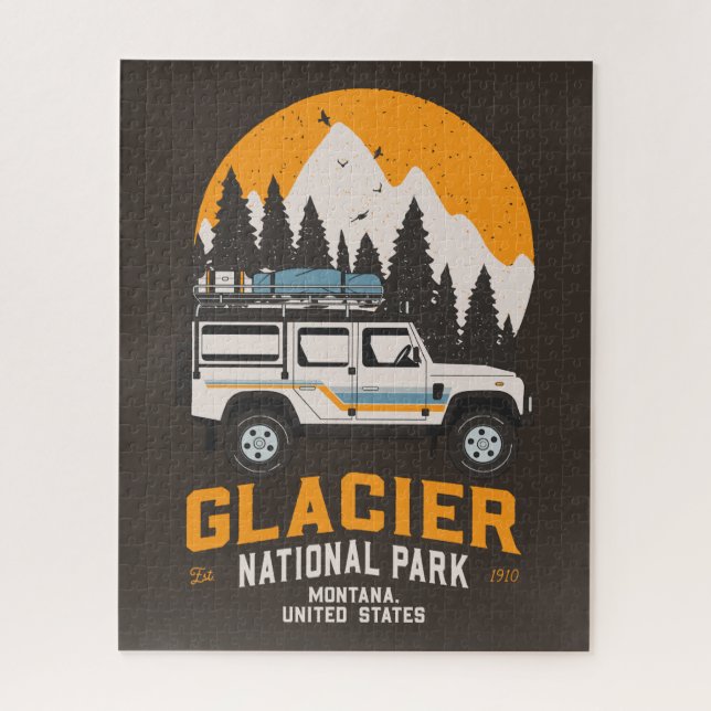 Vintage Glacier National Park Road Trip Montana   Jigsaw Puzzle (Vertical)