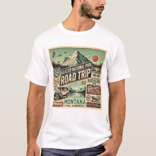 Vintage Glacier National Park Road Trip: Montana T-Shirt