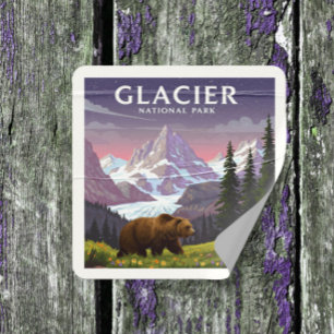 Vintage Glacier National Park Square Sticker