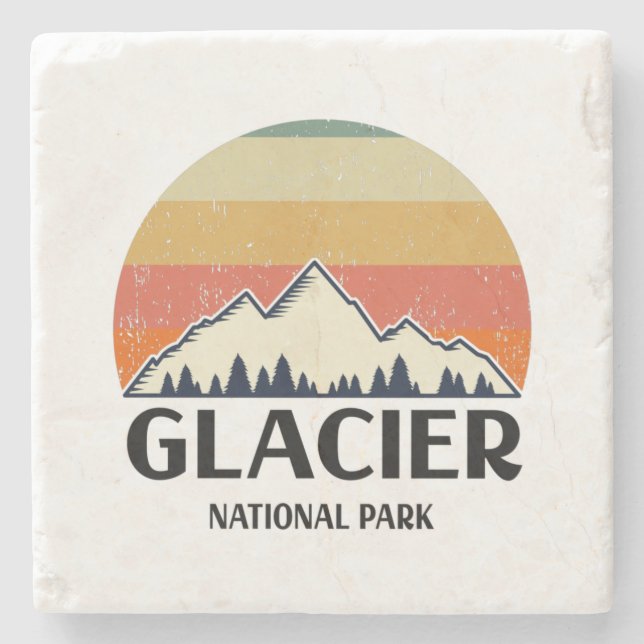 Vintage Glacier National Park Stone Coaster (Front)