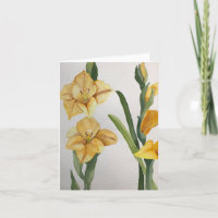 Vintage Gladiolus - Blank inside Greeting Card 
