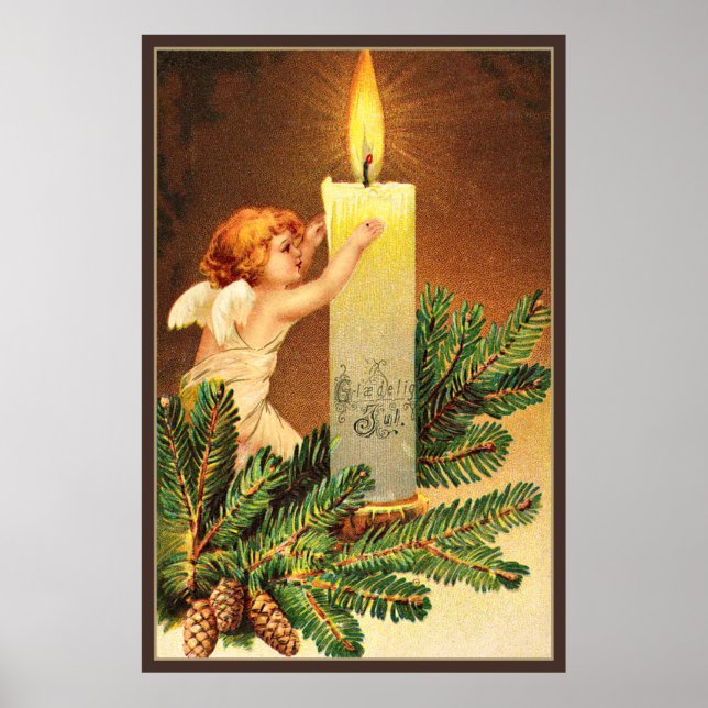 Vintage, Glaedelig, 1906 Norwegian postcard Poster (Front)