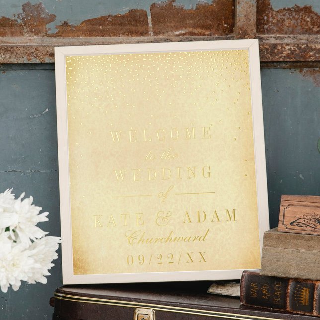 Vintage Glam Confetti Real Foil Wedding Sign (Creator Uploaded)