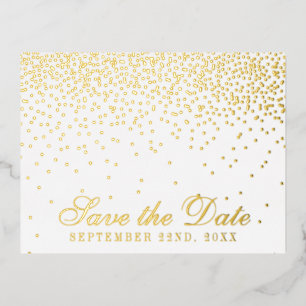 Vintage Glam Confetti Wedding Save The Date Real Foil Invitation Postcard