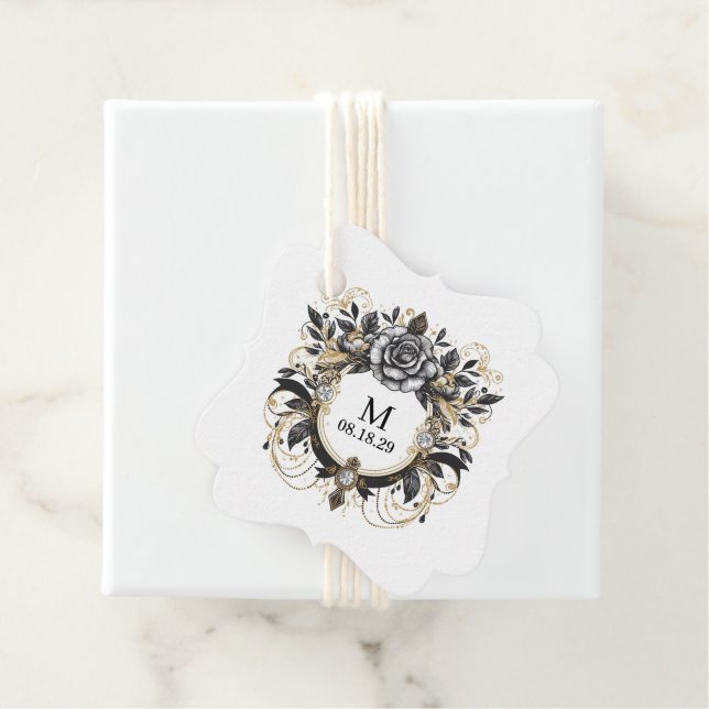 Vintage Glam Floral Favour Tags (In Situ)