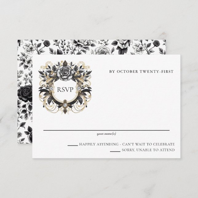 Vintage Glam Floral RSVP Card (Front/Back)