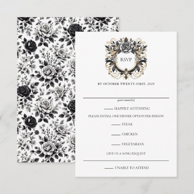 Vintage Glam Floral RSVP Card (Front/Back)