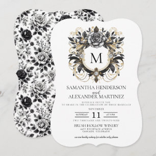 Vintage Glam Floral Wedding Invitation