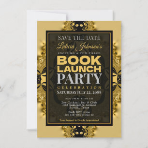 Vintage Glam Fractal Lace Book Launch Invitation