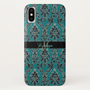 Vintage Glam Glittery Damask Print iPhone Xx Case