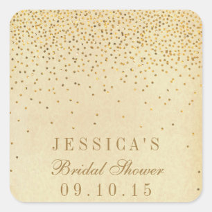 Vintage Glam Gold Confetti Bridal Shower Stickers