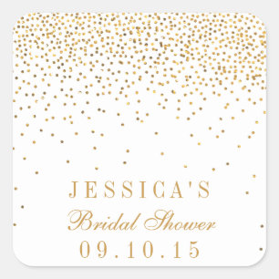 Vintage Glam Gold Confetti Bridal Shower Stickers