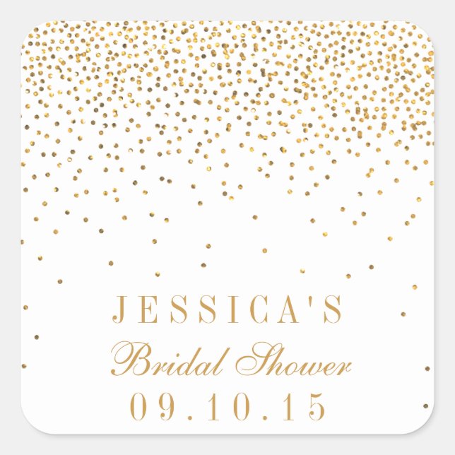 Vintage Glam Gold Confetti Bridal Shower Stickers (Front)