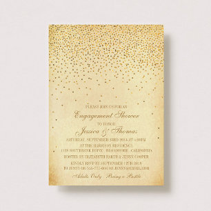 Vintage Glam Gold Confetti Engagement Shower Invitation