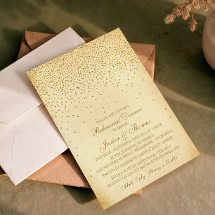 Vintage Glam Gold Confetti Rehearsal Dinner Invitation