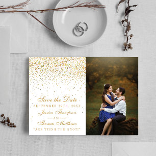 Vintage Glam Gold Confetti Wedding Photo Save The Date