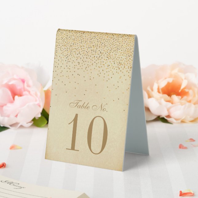 Vintage Glam Gold Confetti Wedding Table Number (In SItu (Wedding))