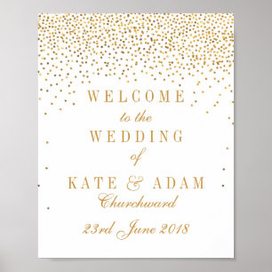 Vintage Glam Gold Confetti Wedding Welcome Sign