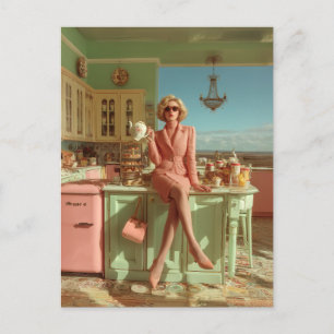 Vintage Glam in the Kitchen Postcard