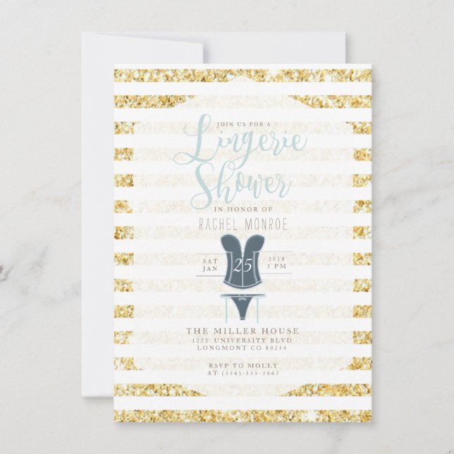 Vintage Glam Lingerie Shower Invite (Front)