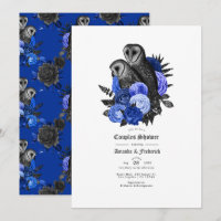 Vintage Glam Royal Blue Owls Gothic Couples Shower