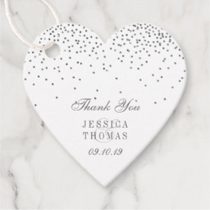 Vintage Glam Silve Confetti Wedding Favour Tags