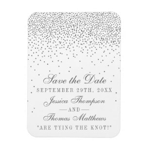 Vintage Glam Silver Confetti Save The Date Magnets