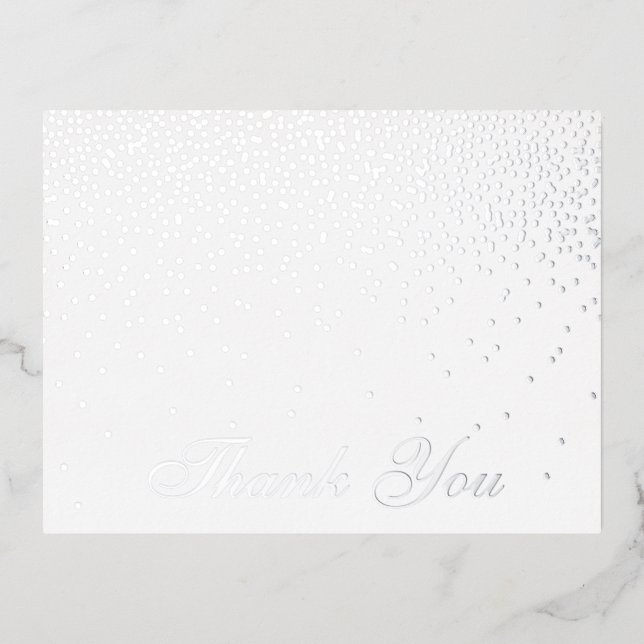 Vintage Glam Silver Confetti Wedding Foil Invitation Postcard (Front)