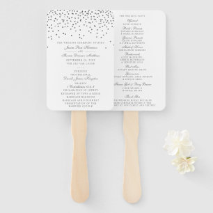 Vintage Glam Silver Confetti Wedding Program Hand Fan