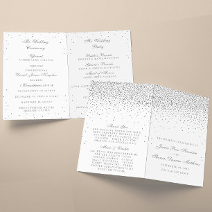 Vintage Glam Silver Confetti Wedding Programs