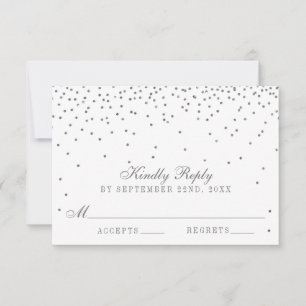 Vintage Glam Silver Confetti Wedding RSVP Cards