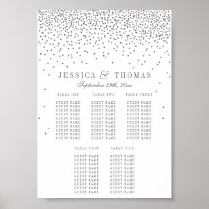 Vintage Glam Silver Confetti Wedding Seating Chart