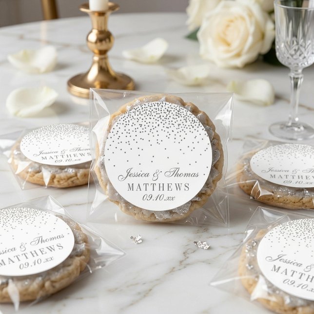 Vintage Glam Silver Confetti Wedding Stickers (Creator Uploaded)