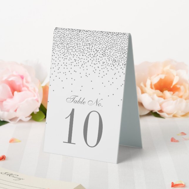 Vintage Glam Silver Confetti Wedding Table Number (In SItu (Wedding))