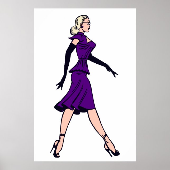 Vintage Glamor Girl, Retro Blond Secretary Poster (Front)