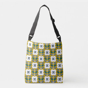 Vintage glamour flower - yellow and blue crossbody bag