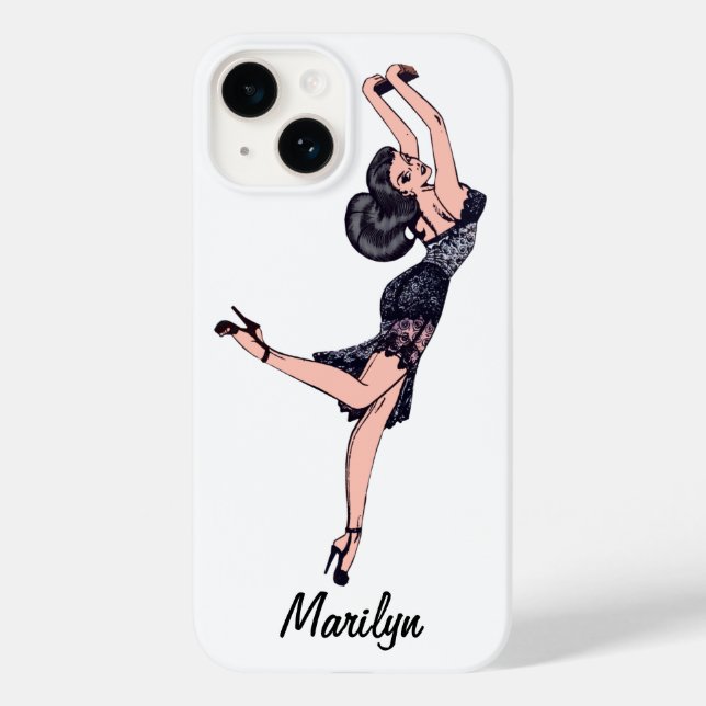 Vintage Glamour Girl, Brunette Blombshell Lingerie Case-Mate iPhone Case (Back)