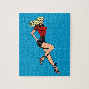 Vintage Glamour Girl Next Door, Blonde Blombshell Jigsaw Puzzle