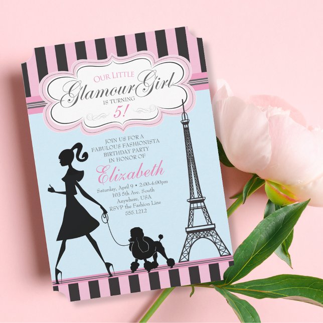 Vintage Glamour Girl Paris Birthday Invitation (Creator Uploaded)