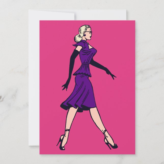 Vintage Glamour Girl, Retro Blonde Secretary Invitation (Front)
