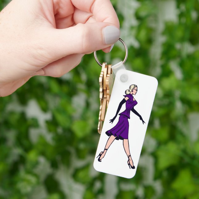 Vintage Glamour Girl, Retro Blonde Secretary Key Ring (Hand)