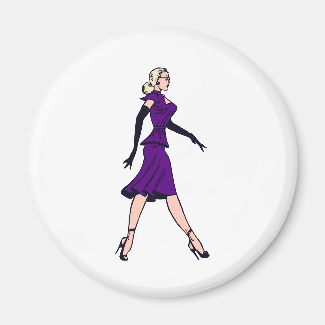 Vintage Glamour Girl, Retro Blonde Secretary Magnet (Front)