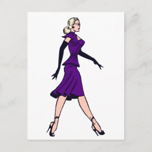 Vintage Glamour Girl, Retro Blonde Secretary Postcard