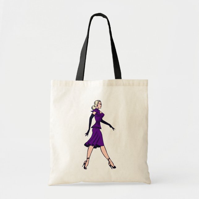 Vintage Glamour Girl, Retro Blonde Secretary Tote Bag (Front)