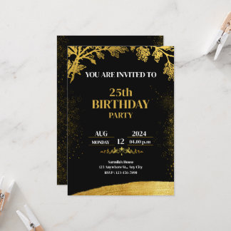 Vintage Glamour Gold Foil Birthday Invitation 